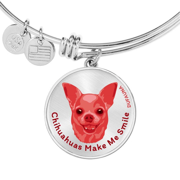 Red/metal Chihuahuas Make Me Smile Bangle Bracelet D19 - Dufauna - Topfauna