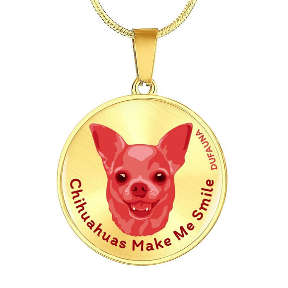 Red/metal Chihuahuas Make Me Smile Necklace D19 - Dufauna - Topfauna