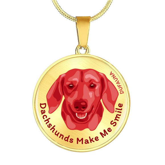 Red/metal Dachshunds Make Me Smile Necklace 05-D19 - Dufauna - Topfauna