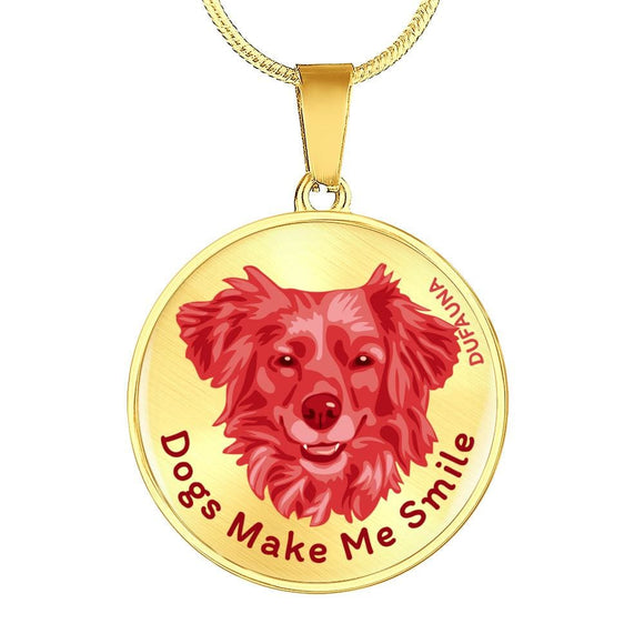 Red/metal Dogs Make Me Smile Necklace D19 - Dufauna - Topfauna