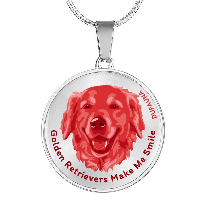 Red/metal Golden Retrievers Make Me Smile Necklace D19 - Dufauna - Topfauna