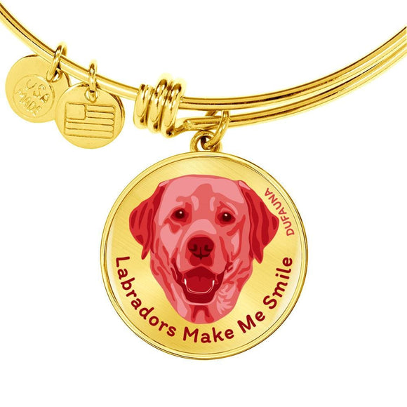Red/metal Labradors Make Me Smile Bangle Bracelet D19 - Dufauna - Topfauna