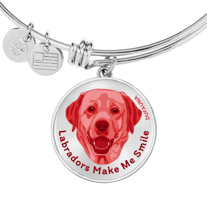 Red/metal Labradors Make Me Smile Bangle Bracelet D19 - Dufauna - Topfauna