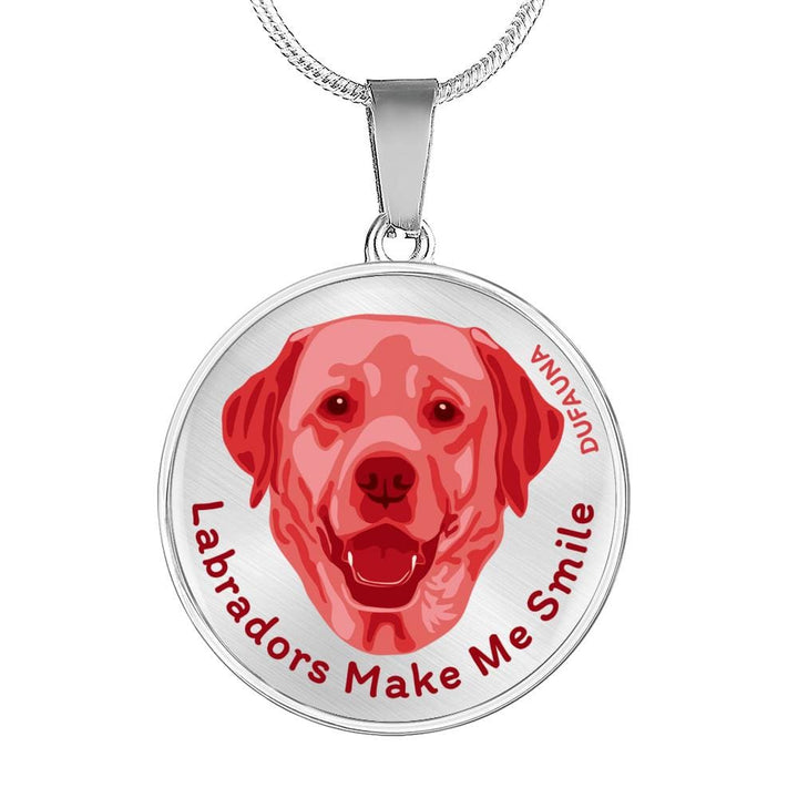 Red/metal Labradors Make Me Smile Necklace D19 - Dufauna - Topfauna