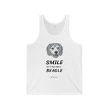 Smile As If You Own A Beagle - B/w Face And Black Text - Unisex Jersey Tank - Dufauna - Topfauna
