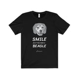 Smile As If You Own A Beagle Unisex Jersey Short Sleeve Premium Tee - B/w Face And White Text - Dufauna - Topfauna