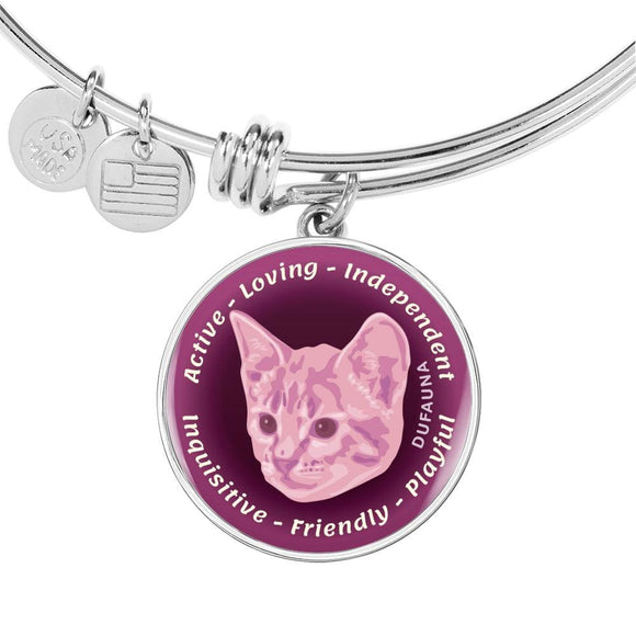 Soft Pink Cat Characteristics Bangle Bracelet D20 - Dufauna - Topfauna