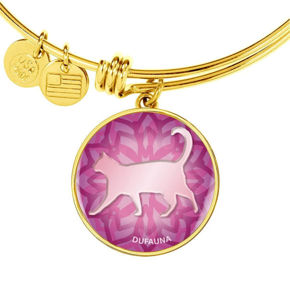 Soft Pink Cat Silhouette Bangle Bracelet D18 - Dufauna - Topfauna