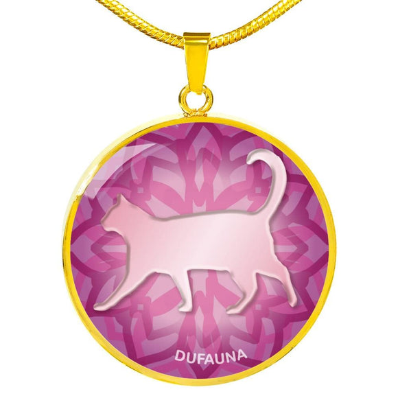 Soft Pink Cat Silhouette Necklace D18 - Dufauna - Topfauna