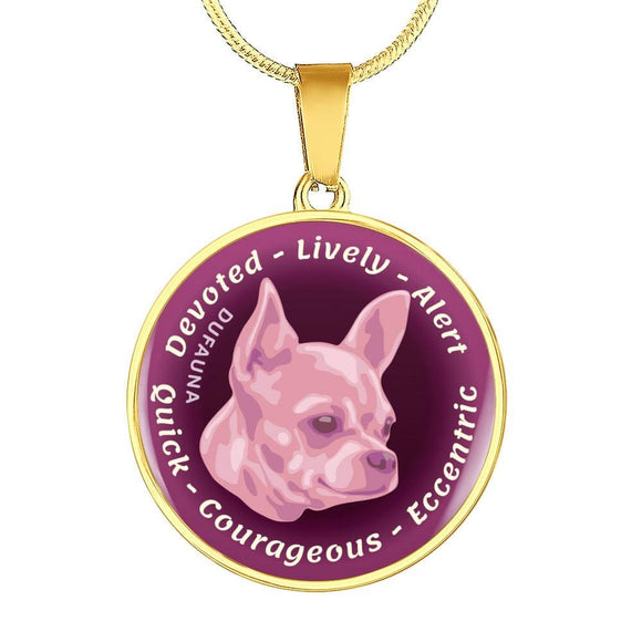 Soft Pink Chihuahua Characteristics Necklace D20 - Dufauna - Topfauna