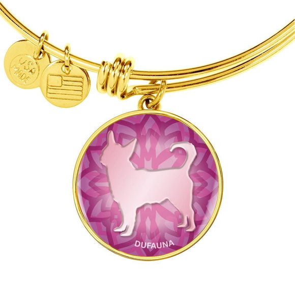 Soft Pink Chihuahua Silhouette Bangle Bracelet D18 - Dufauna - Topfauna