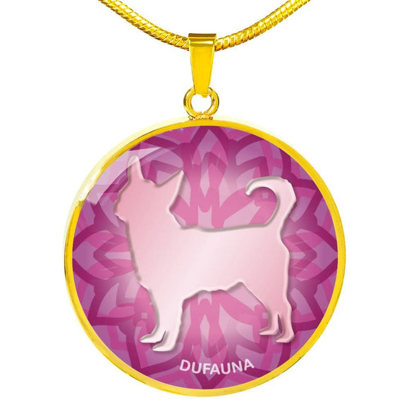 Soft Pink Chihuahua Silhouette Necklace D18 - Dufauna - Topfauna