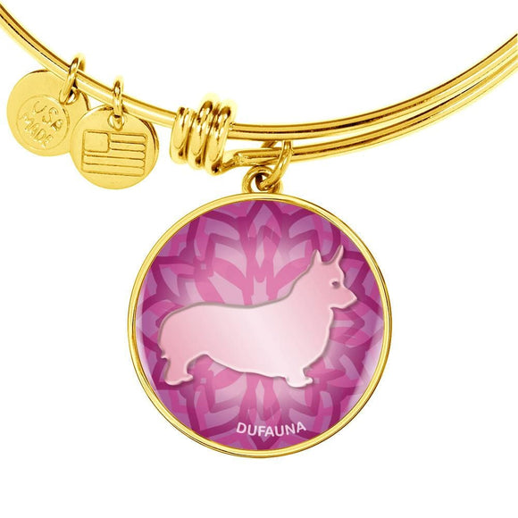 Soft Pink Corgi Silhouette Bangle Bracelet D18 - Dufauna - Topfauna