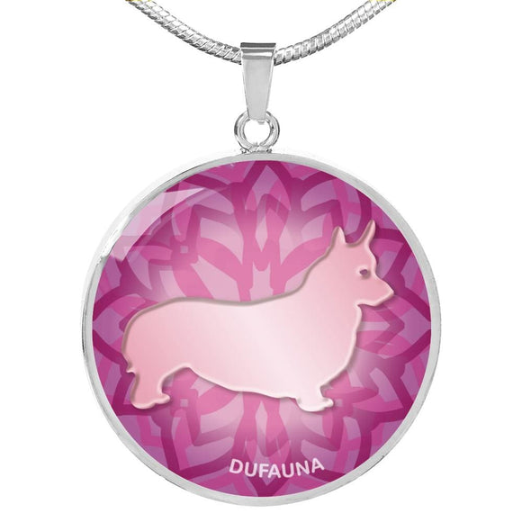 Soft Pink Corgi Silhouette Necklace D18 - Dufauna - Topfauna