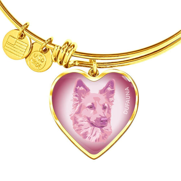 Soft Pink Dog Profile Heart Bangle Bracelet D12 - Dufauna - Topfauna