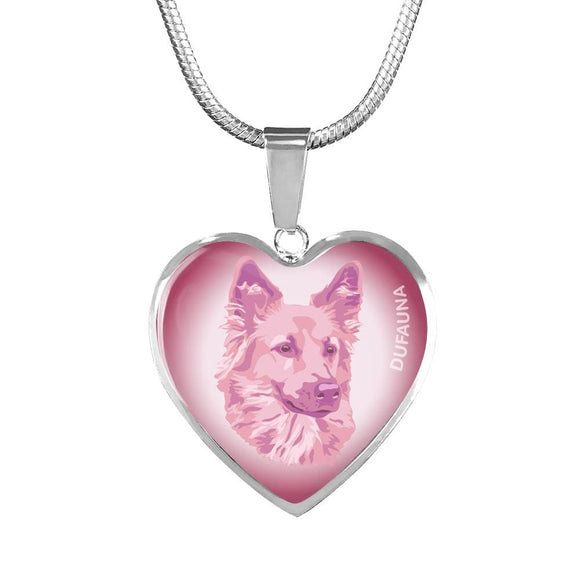 Soft Pink Dog Profile Heart Necklace D12 - Dufauna - Topfauna