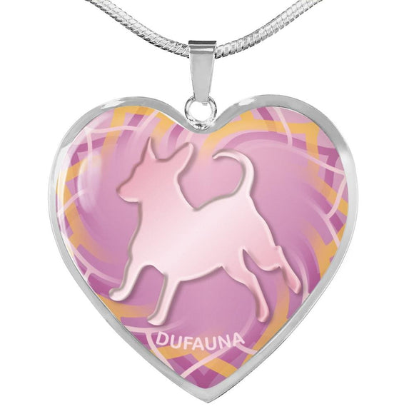 Soft Pink Dog Silhouette Heart Necklace D17 - Dufauna - Topfauna