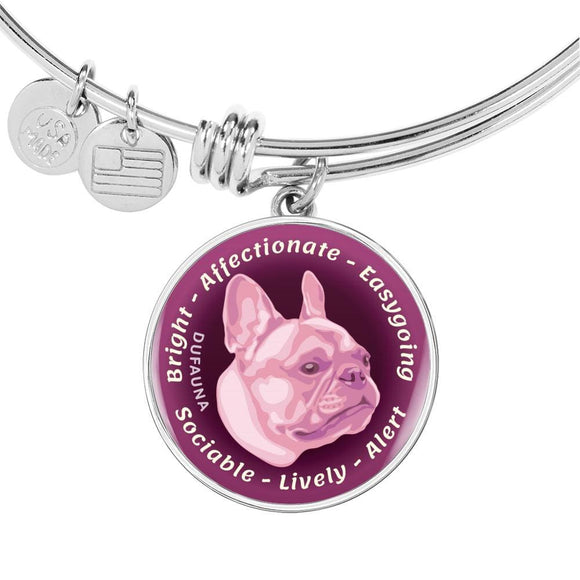 Soft Pink French Bulldog Characteristics Bangle Bracelet D20 - Dufauna - Topfauna