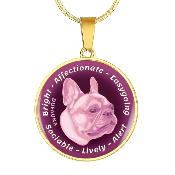 Soft Pink French Bulldog Characteristics Necklace D20 - Dufauna - Topfauna