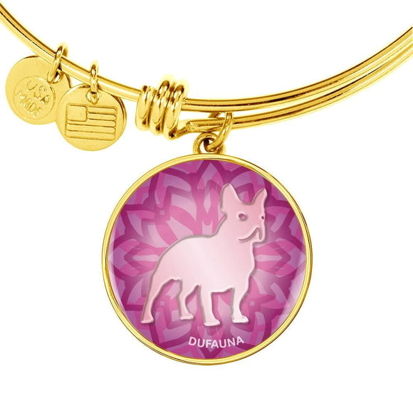 Soft Pink French Bulldog Silhouette Bangle Bracelet D18 - Dufauna - Topfauna