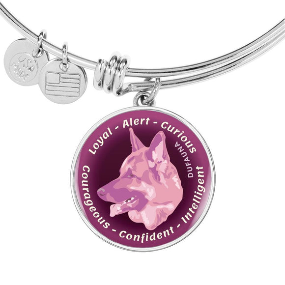 Soft Pink German Shepherd Characteristics Bangle Bracelet D20 - Dufauna - Topfauna