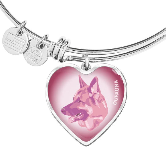 Soft Pink German Shepherd Profile Heart Bangle Bracelet D12 - Dufauna - Topfauna