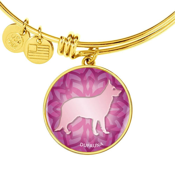 Soft Pink German Shepherd Silhouette Bangle Bracelet D18 - Dufauna - Topfauna