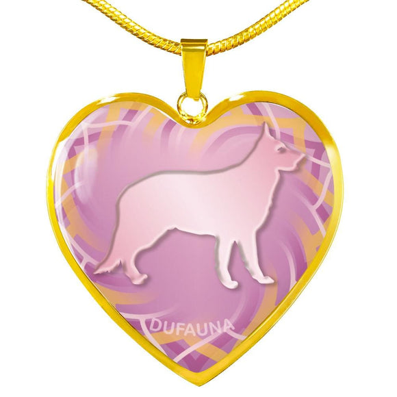 Soft Pink German Shepherd Silhouette Heart Necklace D17 - Dufauna - Topfauna