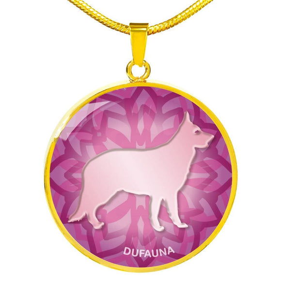 Soft Pink German Shepherd Silhouette Necklace D18 - Dufauna - Topfauna