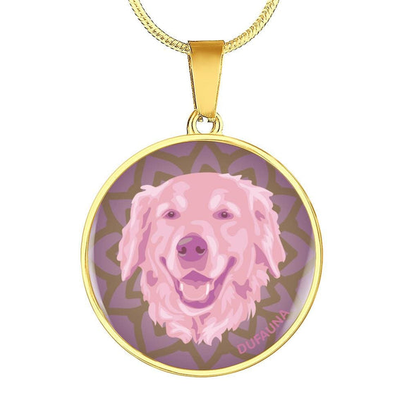 Soft Pink Golden Retriever Necklace Darker (Engraving Option) - Dufauna - Topfauna