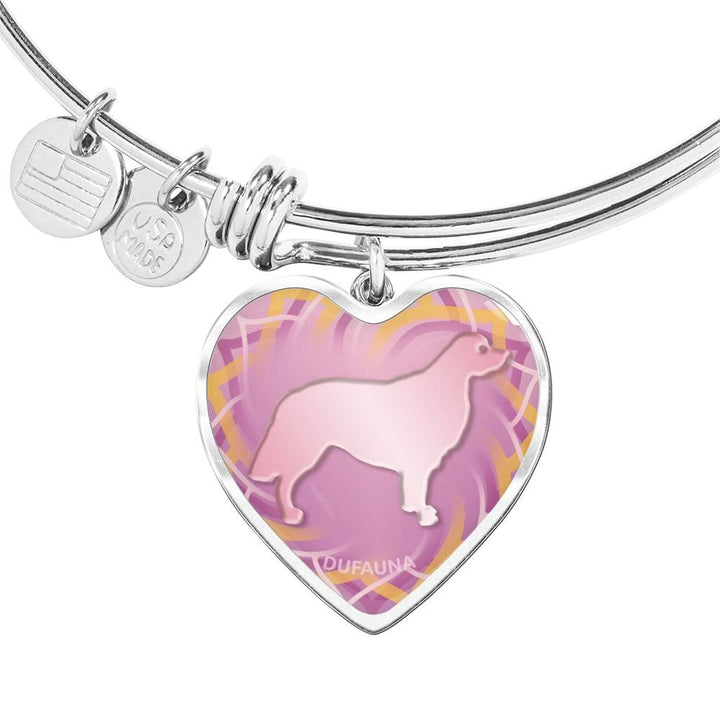 Soft Pink Golden Retriever Silhouette Heart Bangle Bracelet D17 - Dufauna - Topfauna