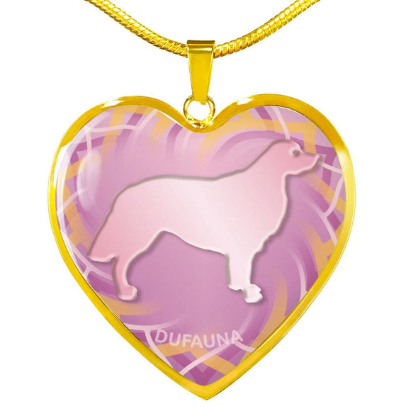 Soft Pink Golden Retriever Silhouette Heart Necklace D17 - Dufauna - Topfauna