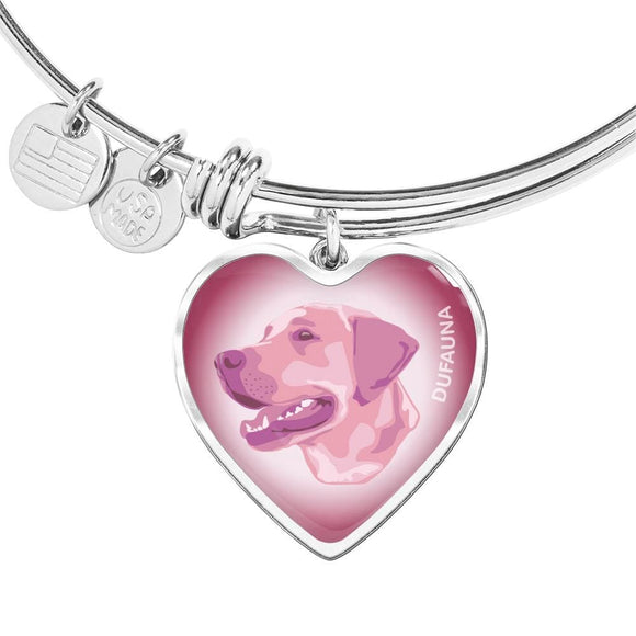 Soft Pink Labrador Profile Heart Bangle Bracelet D12 - Dufauna - Topfauna