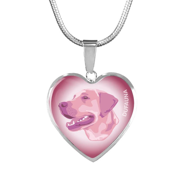 Soft Pink Labrador Profile Heart Necklace D12 - Dufauna - Topfauna
