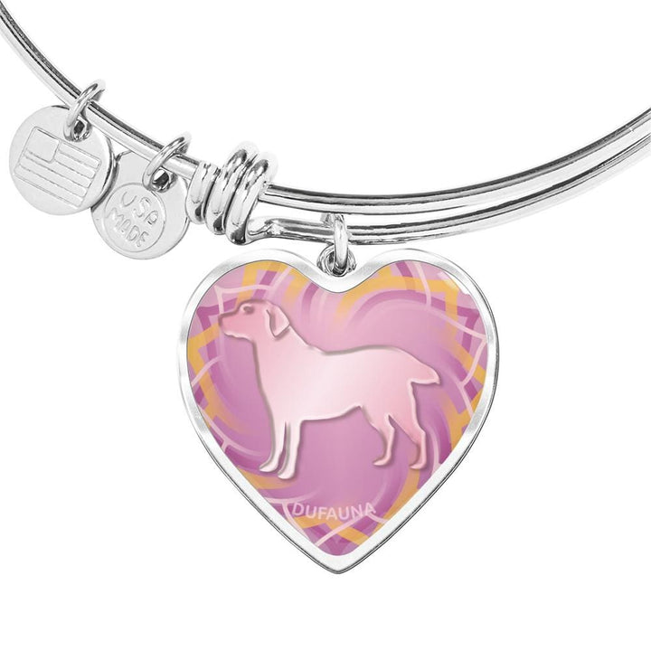 Soft Pink Labrador Silhouette Heart Bangle Bracelet D17 - Dufauna - Topfauna