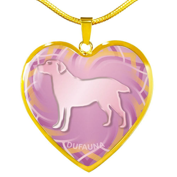 Soft Pink Labrador Silhouette Heart Necklace D17 - Dufauna - Topfauna