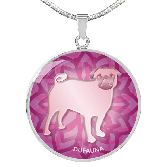Soft Pink Pug Silhouette Necklace D18 - Dufauna - Topfauna