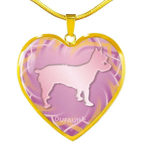Soft Pink Yorkie Silhouette Heart Necklace D17 - Dufauna - Topfauna