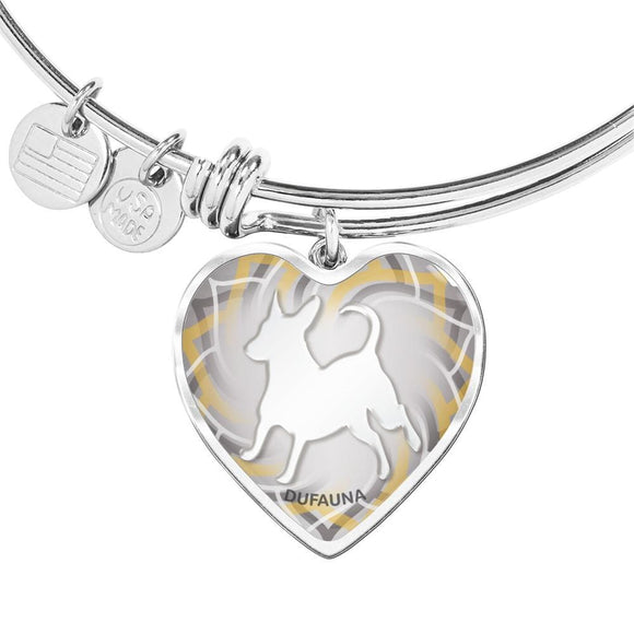 White Dog Silhouette Heart Bangle Bracelet D17 - Dufauna - Topfauna