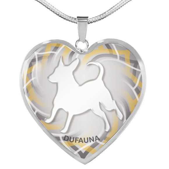 White Dog Silhouette Heart Necklace D17 - Dufauna - Topfauna