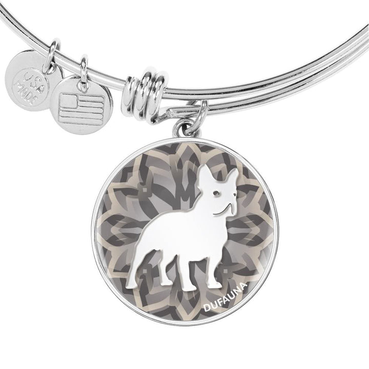 White French Bulldog Silhouette Bangle Bracelet D18 - Dufauna - Topfauna