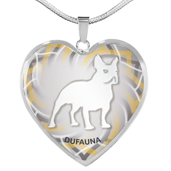 White French Bulldog Silhouette Heart Necklace D17 - Dufauna - Topfauna