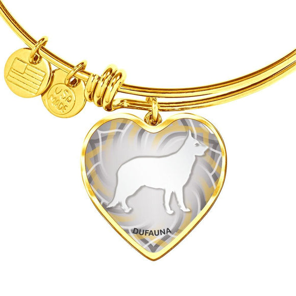 White German Shepherd Silhouette Heart Bangle Bracelet D17 - Dufauna - Topfauna