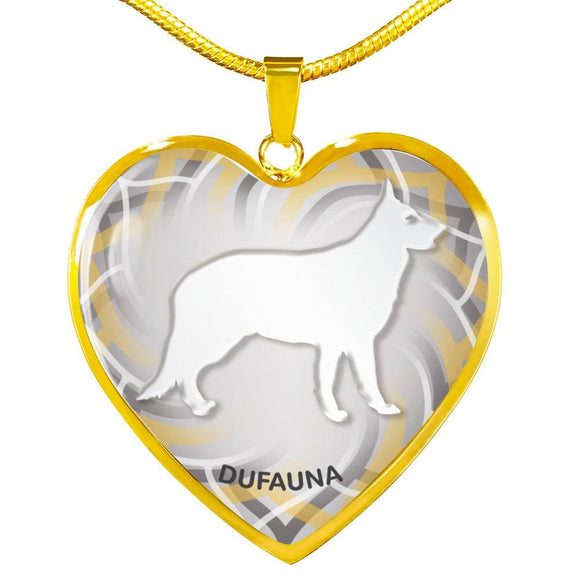 White German Shepherd Silhouette Heart Necklace D17 - Dufauna - Topfauna