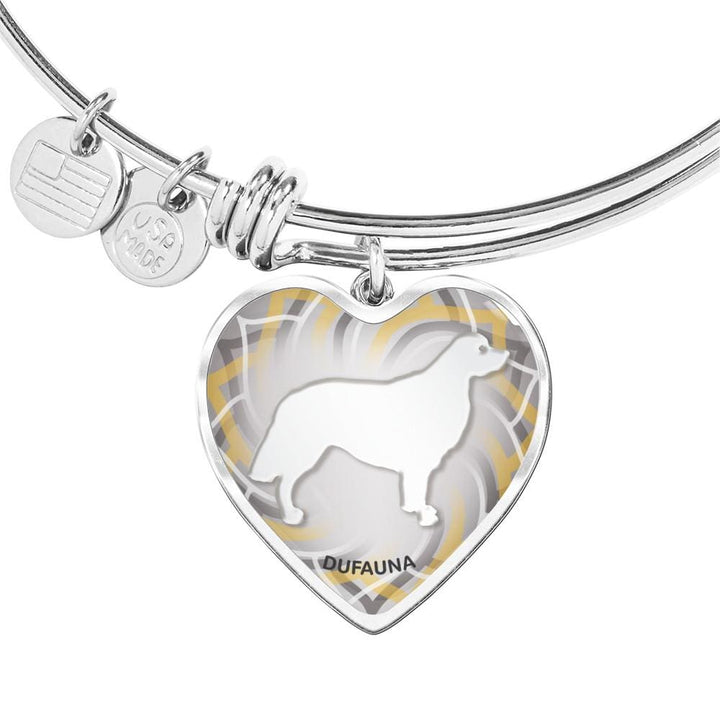 White Golden Retriever Silhouette Heart Bangle Bracelet D17 - Dufauna - Topfauna