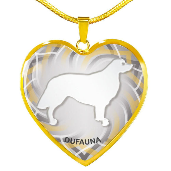 White Golden Retriever Silhouette Heart Necklace D17 - Dufauna - Topfauna