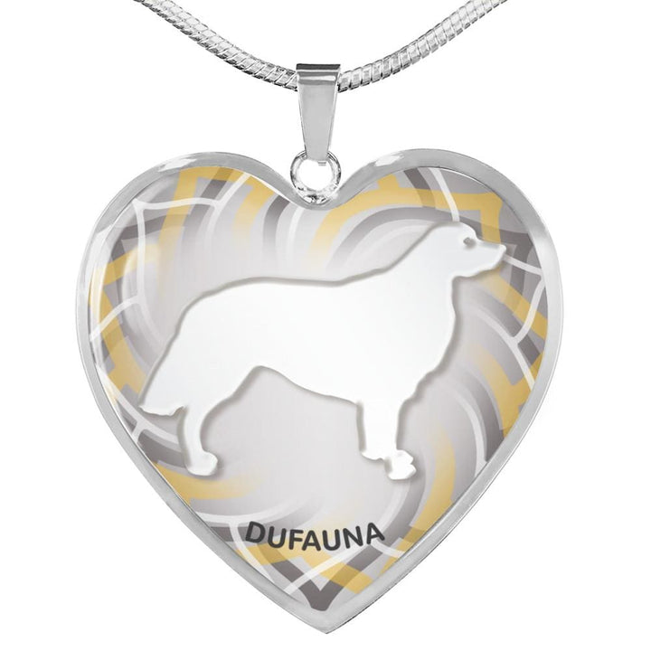White Golden Retriever Silhouette Heart Necklace D17 - Dufauna - Topfauna