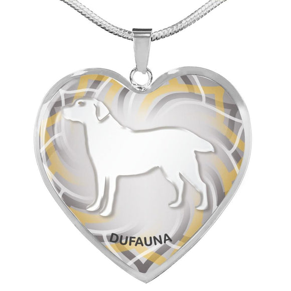 White Labrador Silhouette Heart Necklace D17 - Dufauna - Topfauna