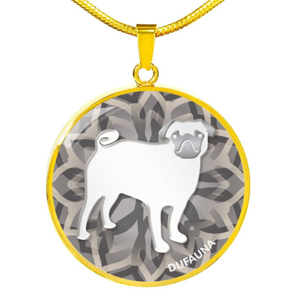 White Pug Silhouette Necklace D18 - Dufauna - Topfauna