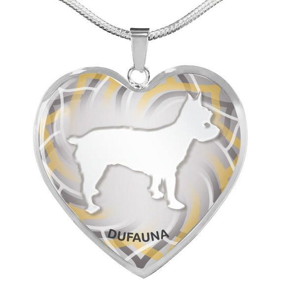 White Yorkie Silhouette Heart Necklace D17 - Dufauna - Topfauna